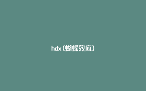 hdx(蝴蝶效应)