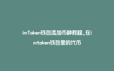 imToken钱包添加币种教程_在imtoken钱包里的代币