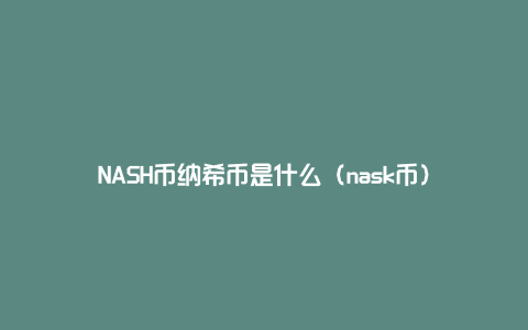 NASH币纳希币是什么（nask币）