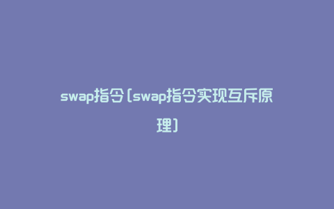 swap指令[swap指令实现互斥原理]