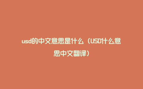 usd的中文意思是什么（USD什么意思中文翻译）