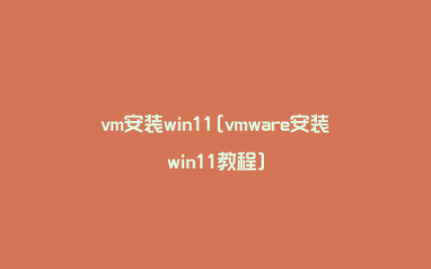 vm安装win11[vmware安装win11教程]
