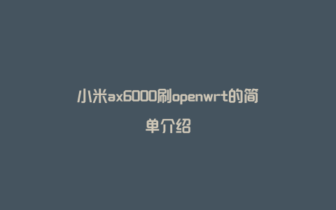 小米ax6000刷openwrt的简单介绍