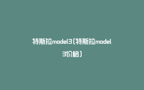 特斯拉model3[特斯拉model3价格]