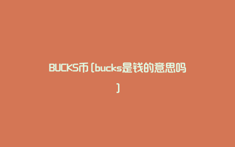 BUCKS币[bucks是钱的意思吗]