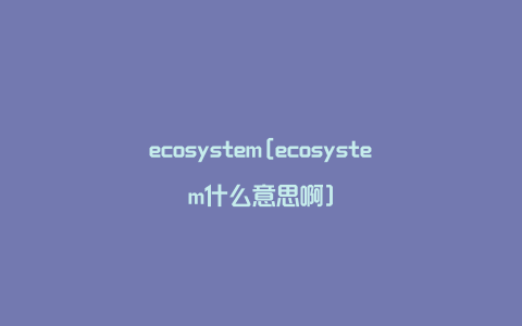 ecosystem[ecosystem什么意思啊]
