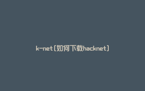 k-net[如何下载hacknet]