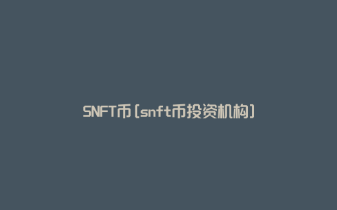 SNFT币[snft币投资机构]