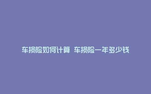 车损险如何计算 车损险一年多少钱